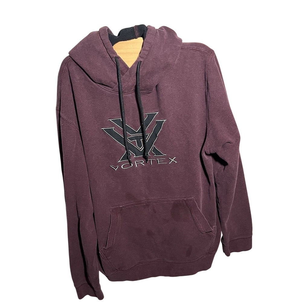 Vortex Optics Mens 2XL Hoodie Maroon Burgundy Embroidered Logo Sweatshirt